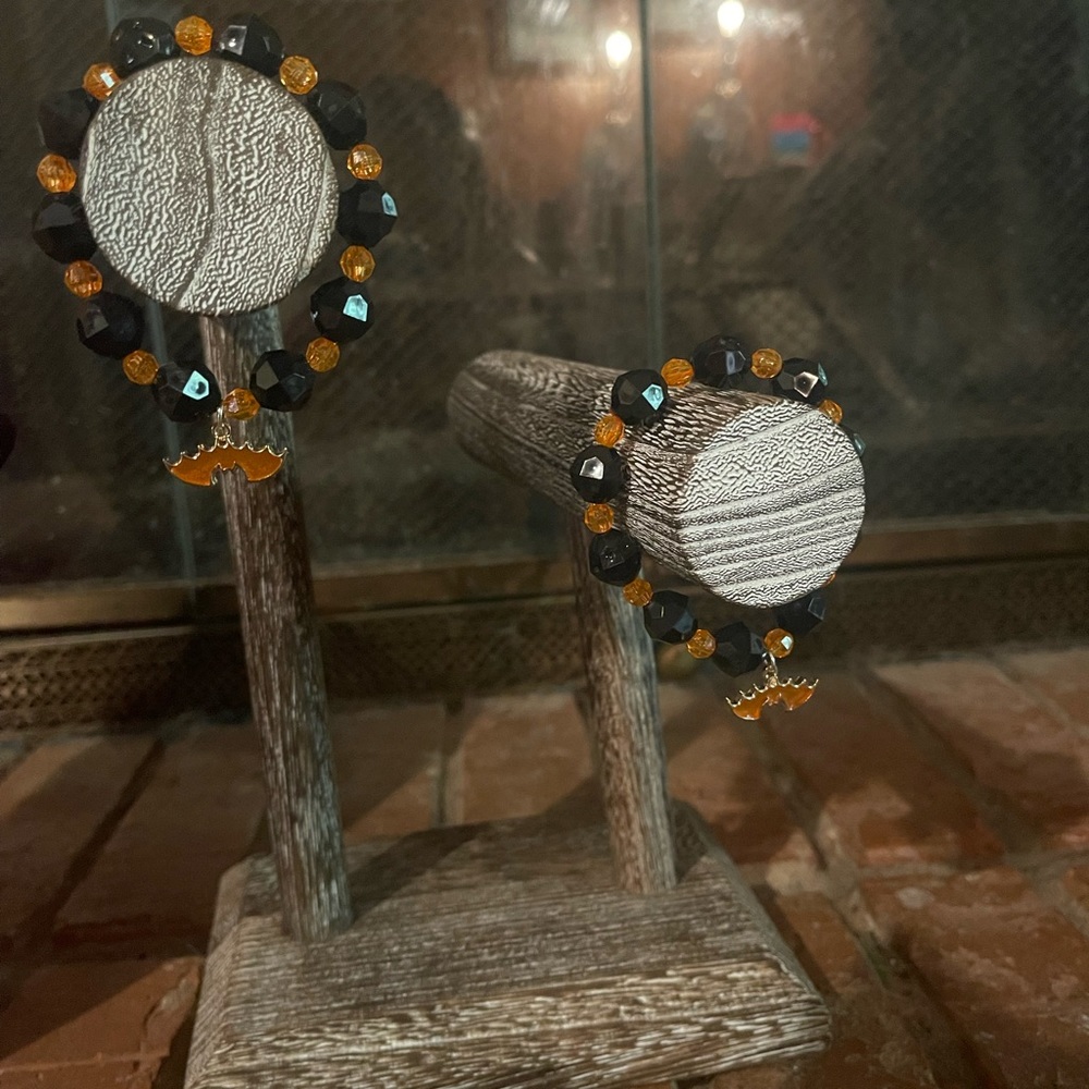 Orange Halloween Bat Bracelet